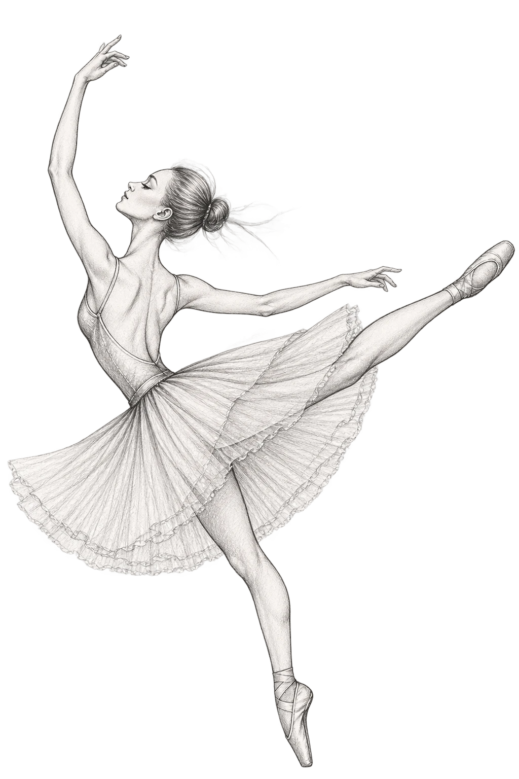 Croquis au crayon d'une danseuse en tutu