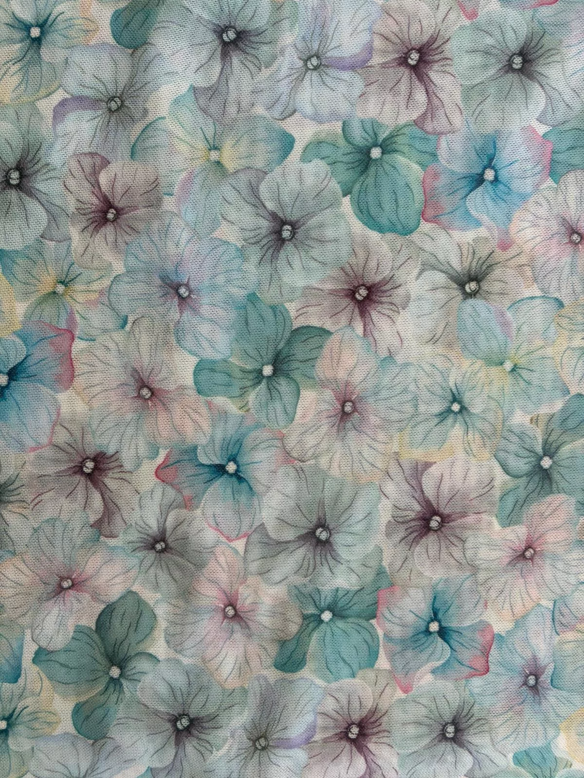 Jupette Harmonie avec motifs — Fleurs assorties bleu canard — tenue de danse cousue main